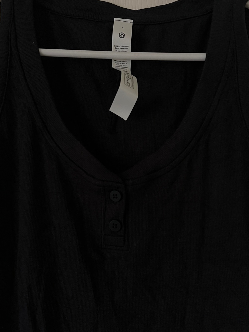 Lululemon Hold Tight Black Henley Tank Top - Picture 2 of 4